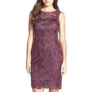Adrianna Papell Illusion Bodice Lace Sheath Dress